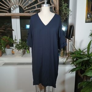 NWT Banana Republic Navy Blue Shift Dress with Ruffle Sleeves Size 12